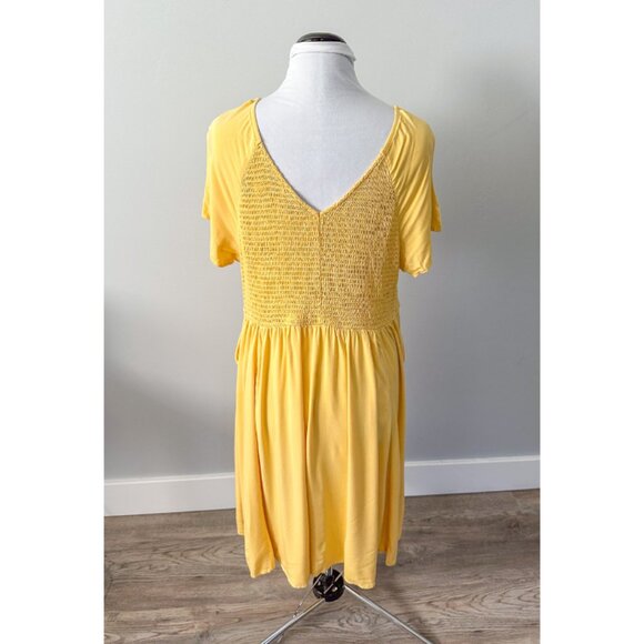 Torrid Mini Challis Smocked Skater Dress in Butter Yellow - Picture 10 of 13